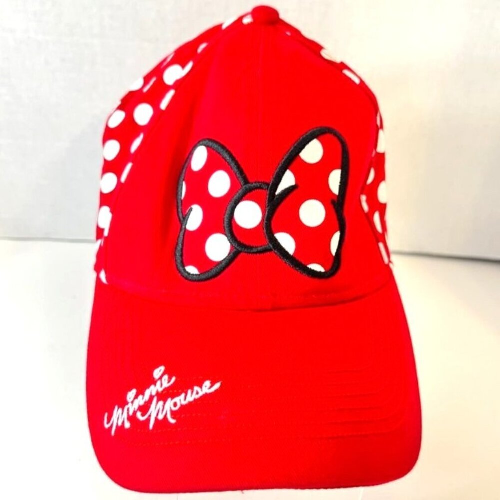 Disney Womens Minnie Mouse Polka Dots Hat Baseball Red Cap